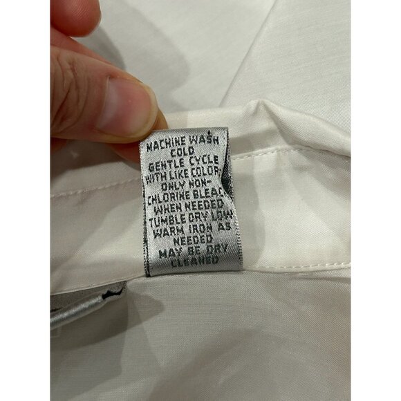 Chicos White Long Sleeve Button-Up Silk Shirt Geometric Front Design Sz XL - Picture 7 of 9